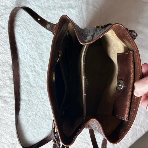 Brahmin Vintage Dark Brown Woven Leather Shoulder Bag - Picture 6 of 16